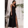 Czarna brokatowa sukienka z koła na cienkich ramiączkach na wesele - Paris 3