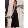 Czarna brokatowa sukienka z koła na cienkich ramiączkach na wesele - Paris 4