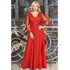 Czerwona wieczorowa suknia z dekoltem V i brokatową spódnicą- LaKey Carmen 4