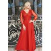 Czerwona wieczorowa suknia z dekoltem V i brokatową spódnicą- LaKey Carmen 1