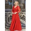 Czerwona wieczorowa suknia z dekoltem V i brokatową spódnicą- LaKey Carmen 3