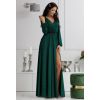 Zielona brokatowa długa suknia wieczorowa z rękawem - Salma bis 5