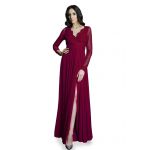 Zmysłowa długa suknia wieczorowa z koronkowym dekoltem V - LaKey 379 4