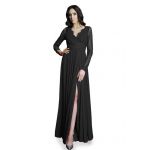 Zmysłowa długa suknia wieczorowa z koronkowym dekoltem V - LaKey 379 5