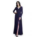 Zmysłowa długa suknia wieczorowa z koronkowym dekoltem V - LaKey 379 6