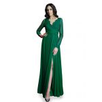 Zmysłowa długa suknia wieczorowa z koronkowym dekoltem V - LaKey 379 8