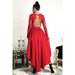 Czerwona asymetryczna suknia z koronką i odkrytymi plecami Dafne 3