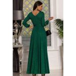 Zielona brokatowa długa suknia wieczorowa z rękawem - Salma bis 3