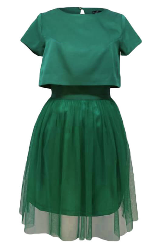 Zielona gorsetowa sukienka tiulowa z bolerkiem - LaKey 218k