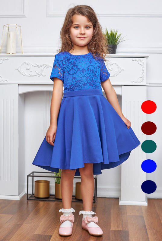 Koronkowa asymetryczna sukienka dla dziewczynki Viola Kolory 9
