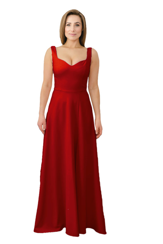 Zmysłowa długa suknia na ramiączkach Eva czerwona