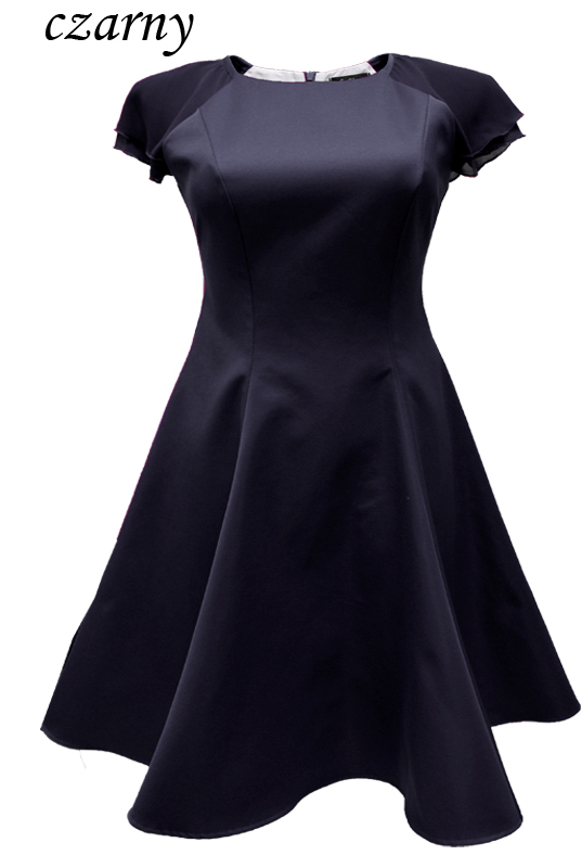 Czarna rozkloszowana sukienka z szyfonowym rękawkiem - LaKey Bella 3