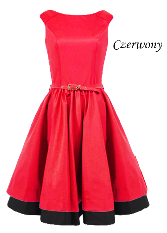 Rozkloszowana czerwona sukienka w stylu retro LaKey 160b