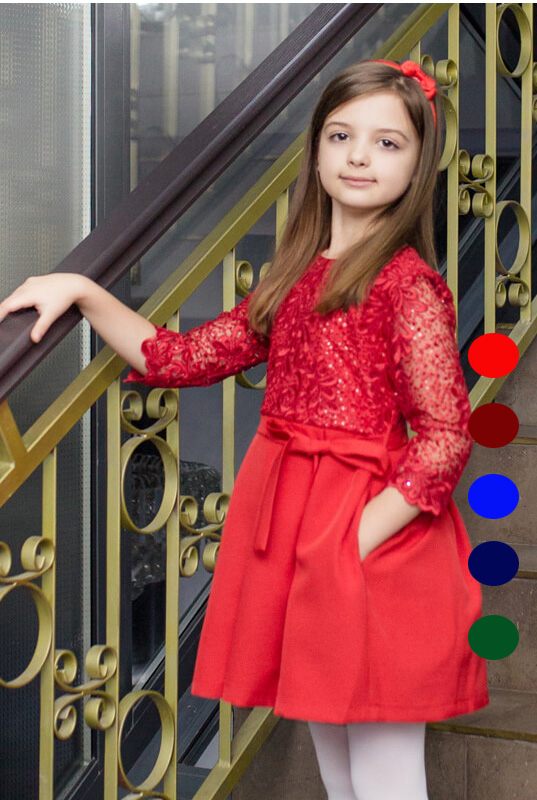 Koronkowa sukienka z rękawem dla dziewczynki model Dominika- wybór kolorów 12